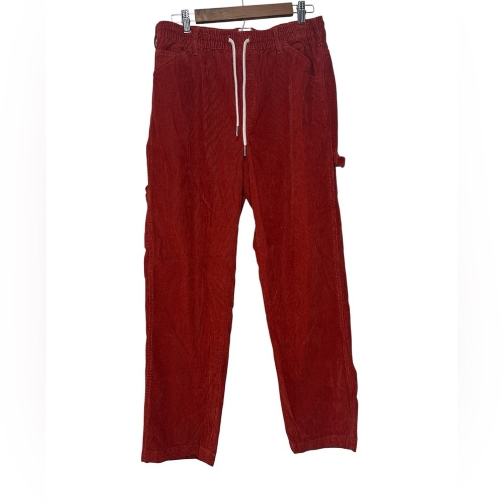BDG Rust Red Corduroy Carpenter Pants with Drawstring Waist Size Large